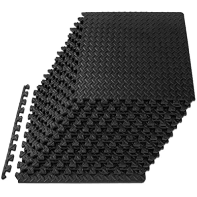 Obrázek ProsourceFit Puzzle Exercise Mat ½ in, EVA Interlocking Foam Floor tiles for Home Gym, Workout Equipment, Padding Kids, Black, 24 in x 48 ks ft 12