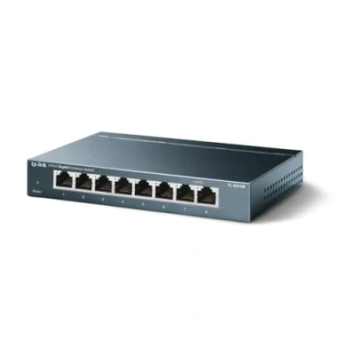 Obrázek TP LINK (10/100/1000 M RJ45 porty, 5 portů, pasivní chladicí koncept bez větráků., černá