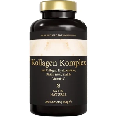 Obrázek Komplex hyaluronového kolagenu 270 kapslí s vysokým dávkováním obohaceno o biotin, selen, zinek, vitamin C a bambusový extrakt pro pokožku, vlasy nehty Made in Germany Satin Naturel