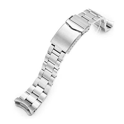 Obrázek MiLTAT 22 mm Super O Boyer kovový řemínek k hodinkám kompatibilní s Seiko 5 5kx srpd51 srpd71 srpe83, stříbrná, Náramek