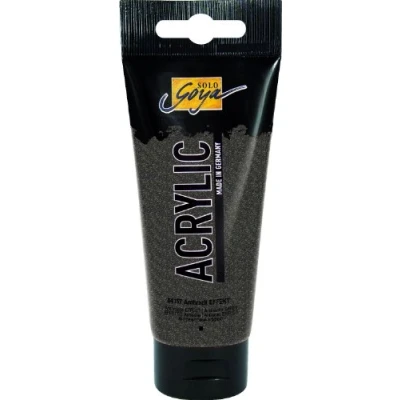 Obrázek KREUL 84157 Solo Goya Acrylic, 100 ml tuba, antracitová, krémová, mnohostranně použitelná akrylová barva ve studijní kvalitě, na vodní bázi, s třpytivým efektem, rychleschnoucí a dobře krycí