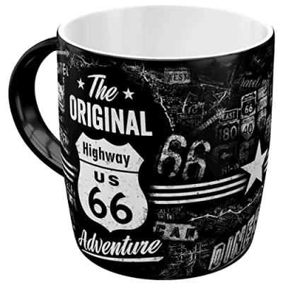 Obrázek Nostalgic Art Retro hrnek na kávu, 330 ml, Highway 66 The Original Adventure nápad dárek pro fanoušky Ameriky, keramický hrnek, vintage design