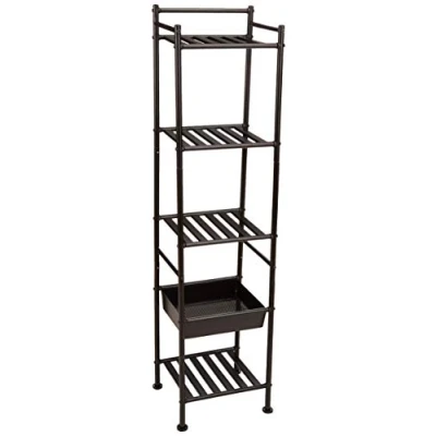 Obrázek Amazon Basics Regál s 5 přihrádkami, košem, černý, 11. 22&quot; x 13. 58&quot; 55. 23&quot;