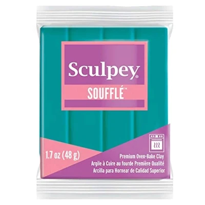 Obrázek polyform Sculpey Soufflé Polymer Ofen Backton, Meeresglas, Blaugrün, ungiftig, 48 ml, ideal für Schmuckherstellung, Urlaub, DIY, gemischte Medien und mehr. Hochwertiger, leichter Ofenbackton.