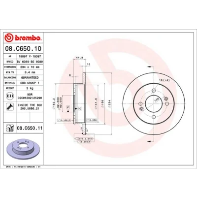 Obrázek Brembo 08.c650.11 brzdové kotouče, set of 2