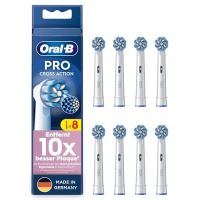 Obrázek Oral B Nástrčné kartáčky pro Sensitive Clean elektrický zubní kartáček, 8 kusů, jemné čištění zubů, inovativní štětiny ve tvaru X, originální nástavec zubního kartáčku Made in Germany