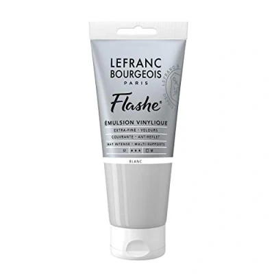 Obrázek Lefranc Bourgeois 300535 Flashe akrylová barva &amp; vinylová barva, vysoce pigmentovaná, elastická, stálá na světle, odolná proti stárnutí, matná, pro vnitřní i venkovní použití, 80 ml tuba irizační bílá