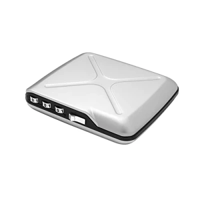 Obrázek OGON hliníková kódová peněženka Code Wallet Pocket Safe držák na karty Anti RFID kapacita pro 10 karet a bankovek, stříbrná, Minimalistická