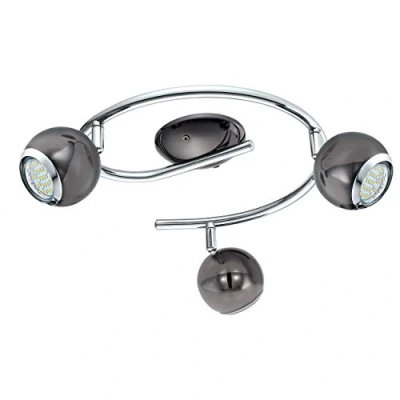 Obrázek EGLO LED stropní svítidlo Bimeda, se 3 žárovkami, z kovu v nikl Nero a chromu, lampa do obývacího pokoje, bodová světla vč. žárovky GU10, teplá bílá