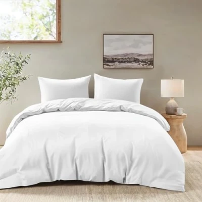 Obrázek Dreamzie Sada ložního prádla 240 x 220 cm se 2 povlaky na polštáře 80 bílé povlečení dospělí ze 100% mikrovlákna certifikováno bez chemikálií (Oeko TEX)