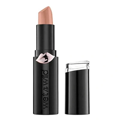 Obrázek Wet n Wild, Megalast Lipstick, dlouhotrvající hydratační matná rtěnka, extra formule s mikrokuličkami, přírodní extrakty, koenzym Q10, vitamin A &amp; E, Never Nude