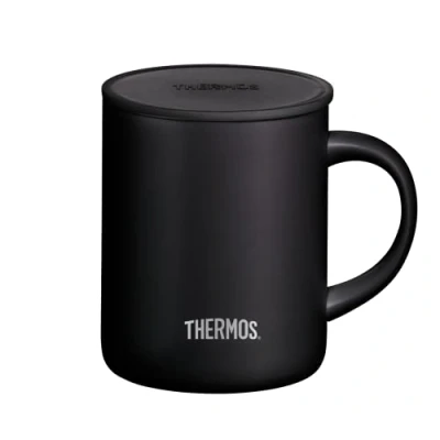 Obrázek Thermos hrnek z ušlechtilé oceli Longlife Cup 350 ml, černý s odkládacím víkem, na kávu udrží nápoje déle teplé, ideální pro kancelář nebo kempování 4071. 232. 035