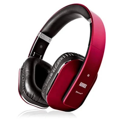 Obrázek August EP650 Bluetooth NFC sluchátka s technologií aptX, koženými náušníky (barva) červená