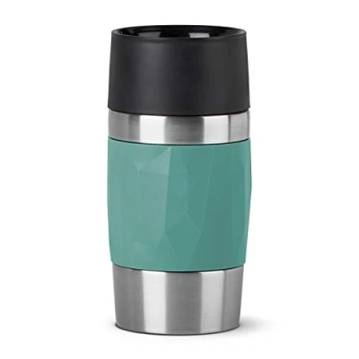 Obrázek Emsa N21603 Travel Mug Compact termohrnek z ušlechtilé oceli 0,3 litru 3 h horký 6 studený bez BPA 100% těsný odolný proti vytečení vhodný do myčky 360 otvor na pití zelený