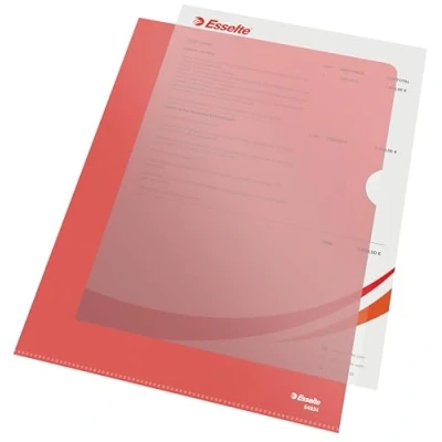 Obrázek Esselte Sada průhledných obalů Standard Plus, 100 kusů, formát A4, červená s matným povrchem, 0,115 mm PP fólie, 54834