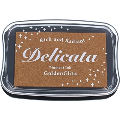 Obrázek Tsukineko Golden Glitz Delicata odolný razítkovací polštář, syntetický materiál, 9,4 x 7,6 1, 8 cm, zlatý