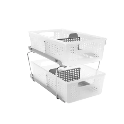 Obrázek Madesmart 2 Tier Plastic Multipurpose Organizer with Divided Slide Out Storage Bins, Under Sink and Cabinet Rack, Frost