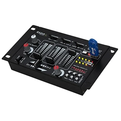 Obrázek Ibiza DJ21USB BT 4cestný/7kanálový mixér s různými vstupy Bluetooth a USB černý
