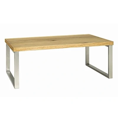 Obrázek HAKU Möbel Konferenční stolek vzhled ušlechtilé oceli, dub, dýha z pravého dřeva, MDF, kov, voštinová deska rozměry: Š 100 cm x V 38 H 60 cm, styl: moderní