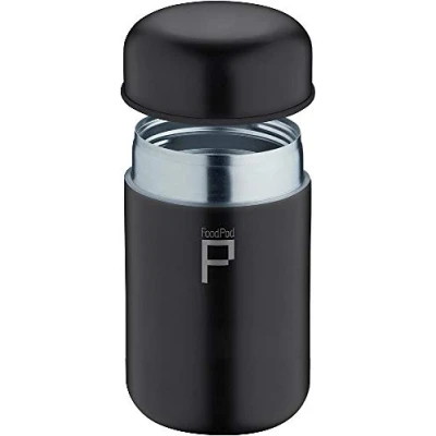 Obrázek Pioneer Termonádoba na přípravu jídla Flasks FoodPod 400 ml, ušlechtilá ocel, dvoustěnný izolační hrnek potraviny, 6 hodin, teplé 24 chladná, odolná proti vytečení, bez BPA černá HCP 280SS