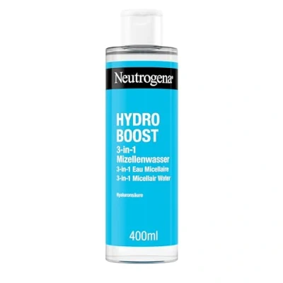 Obrázek Neutrogena Hydro Boost 3 v 1 micelární voda (400 ml), hydratační čištění obličeje kyselinou hyaluronovou, jemný odstraňovač make upu bez tření, vhodný pro citlivou pokožku