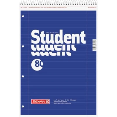 Obrázek Brunnen 106791101 poznámkový blok / školní student (pro leváky, A4, linkovaný, linkovaný 27, 70 g/m², 80 listů, se spirálou hlavy)