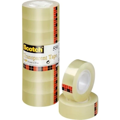 Obrázek Scotch průhledná lepicí páska 5508 rolí 19 mm x 33 m univerzální do školy, domova a kanceláře