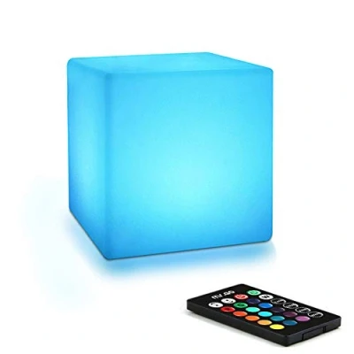 Obrázek Mr.Go 4&quot; LED světlo kostka, změna barvy, náladové s dálkovým ovládáním, 16 RGB barev, stmívatelný jas, dobíjecí kostkové svítidlo, noční pro domácí osvětlení a dekorace