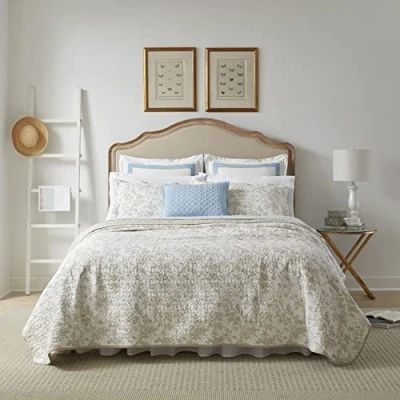 Obrázek Laura Ashley Home Sada ložního prádla pro dvoulůžko, bavlna, oboustranná, s vhodným potahem na polštář, domácí dekorace všechna roční období (Amberley Biscuit, Twin)