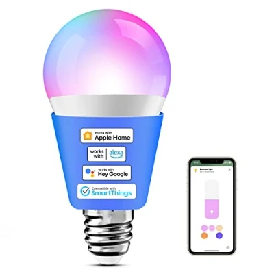 Obrázek meross WLAN žárovka funguje s Apple HomeKit WiFi lampou pro vícebarevná a stmívatelná kompatibilní se Siri, Alexa, Google Home SmartThings E27, Rgbcw