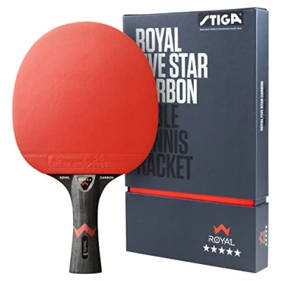 Obrázek STIGA Pálka na stolní tenis Royal Carbon Profi TT raketa pro útočné hráče s 5hvězdičkovým povlakem certifikací ITTF a karbonovou technologií maximální rychlost, výkon kontrola