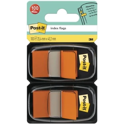 Obrázek Post it 680 OE2 lepicí záložky Index Standard, 2 x 50 lepicích proužků v dávkovači, 25,4 43,2 mm, oranžová