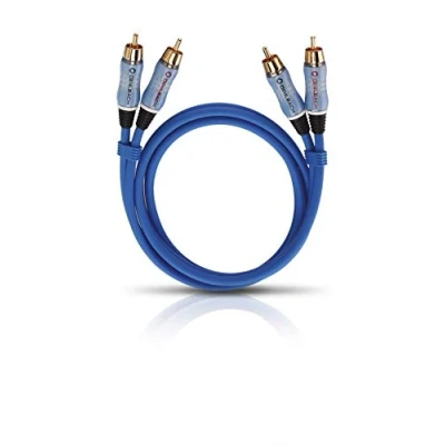 Obrázek OEHLBACH BEAT Stereo audio kabel Cinch sada pro CD přehrávač a zesilovač (efektivní stínění měď OFC) modrý 50 cm