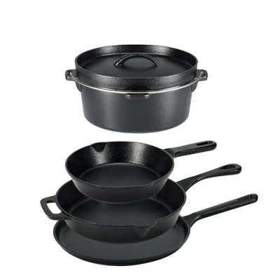 Obrázek Amazon Basics 5dílná sada nádobí na vaření z již vypálené litiny, 14,17 x 12,2 10,63 in, černá