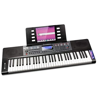 Obrázek RockJam 61 Key Keyboard Piano with Pitch Bend, Power Supply, Sheet Music Stand, Note Stickers &amp; Simply Lessons