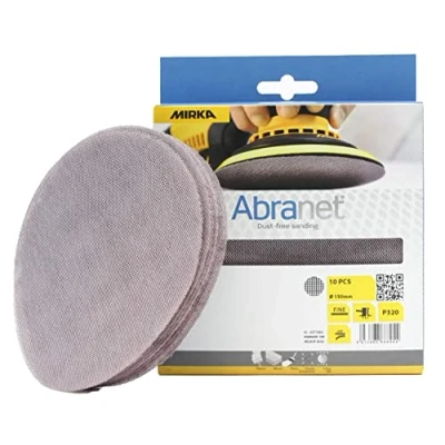 Obrázek Mirka Abranet Síťové brusné kotouče Ø 150 mm suchý zip / zrno P320 10 ks AE241F1032 vhodné pro všechny 150mm excentrické brusky a broušení dřeva, špachtle, laku, plastu