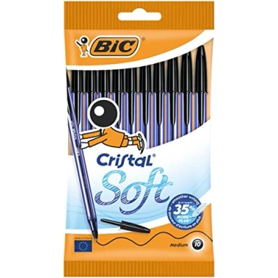Obrázek BIC 918531 Kuličkové pero Cristal Soft, balení 10 ks, černé