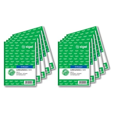 Obrázek SIGEL LI625/10 dodávací lístky s příjmovým průkazem, A6, 10 kusů po 2 x 50 listů
