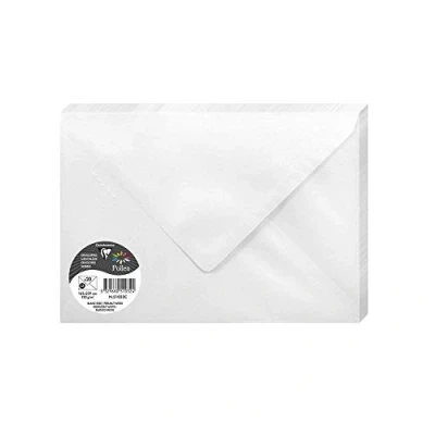 Obrázek Clairefontaine 51032C karton s 20 obálek pylu, podšitý 16,2 x 22,9 cm 120 g, bílá perleť