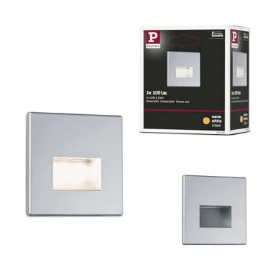 Obrázek Paulmann 99495 LED nástěnné vestavné svítidlo Edge Quadro hranaté 80x5mm 1,2W 50lm 230V 2700K Chrom matné stropní bodové světlo vč. svítidla