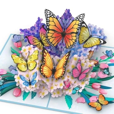 Obrázek papercrush® pop up přání motýli na květiny 3D narozeninové pro ženu, přítelkyni &amp; matku (dobré uzdravení, peněžní dárek, svatba, Ich Liebe Dich) k Valentýnu