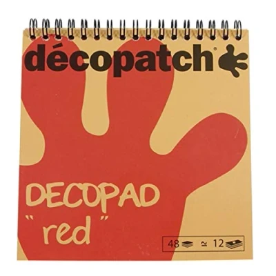 Obrázek Décopatch BLOC03O Décopad Block (praktisch und einfach zum Verwenden, 48 Blatt, 12 verschiedenen Motiven, 15 x 15cm, ideal für Ihre Pappmachés Bastelprojekte) 1 rot