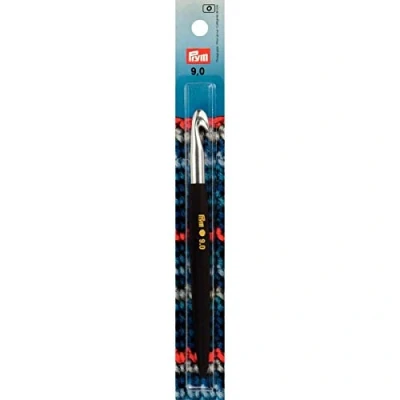 Obrázek Prym 195362 Woll Häkelnadel Soft Griff, Aluminium, 16 cm, 9,00 mm, silberfarbig, 9 mm