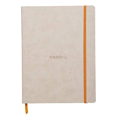 Obrázek Rhodia 117555C Poznámkový sešit Rhodiarama s měkkou obálkou, dot grid, 80 listů, 90 g papír v barvě slonovinové kosti, 190 x 250 mm, záložka, vnitřní kapsa,1 kus, béžová