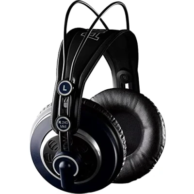 Obrázek AKG K240 MKII profesionální polootevřená studiová sluchátka, samonastavovací hlavový oblouk, vysoce výkonný design, adaptér 3 mm a 1/4&quot; černá modrá