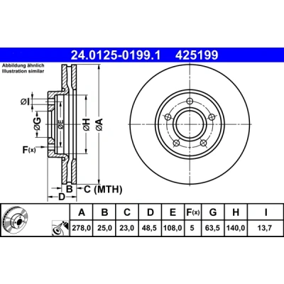 Obrázek ATE Originální brzdový kotouč 2 brzdové kotouče 24. 0125 0199. 1 ECE R90 homologace pro silniční provoz