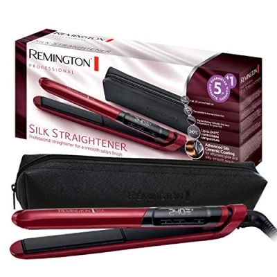 Obrázek Remington Hair Straightener Silk S9600, keramický povlak s hedvábnými proteiny, červený