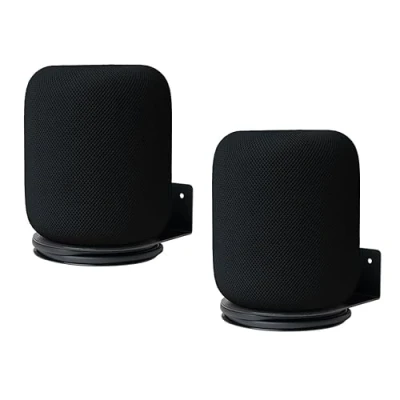 Obrázek shinar Kovový držák na stěnu kompatibilní s Homepod 2, příslušenství stojan 2 Gen. 2023 integrované vedení kabelů max. 12 kg (2 balení, černá)