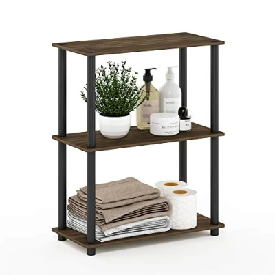 Obrázek Furinno 3 Ebenen kompaktes Mehrzweck Regal, holz, Columbia Walnut/Schwarz, 75.18 x 59.94 29.46 cm