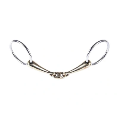 Obrázek Harry&#039;s Horse Bradoon Loose ring Double joint mouthpiece Gold Brass 16mm